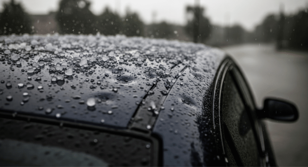 A vehicle with hail damage